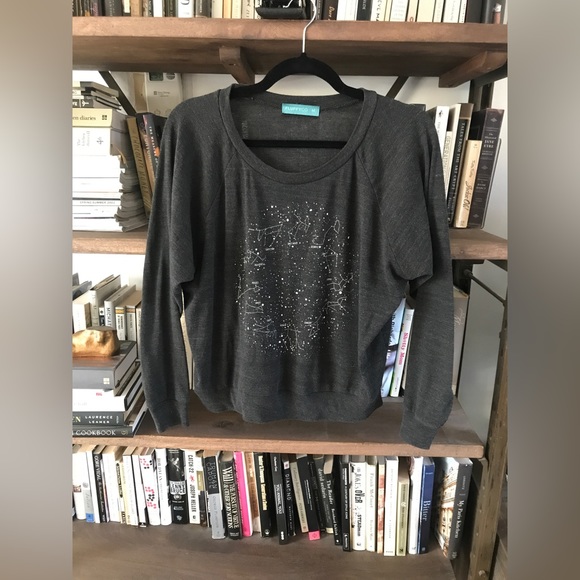 EUC FLUFFY CO Camping Chic Astrology GraphicDark Grey Raglan Sleeve Sweatshirt M - Picture 2 of 10